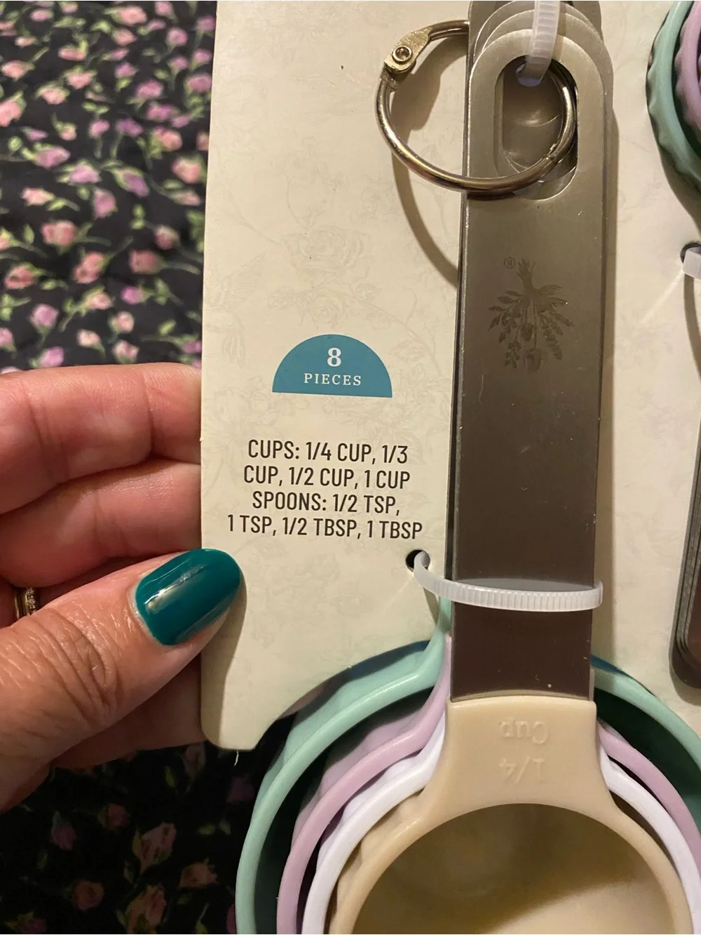 The Pioneer Woman Cream, Mint & Lavender Nesting Measuring Cups and Spoons